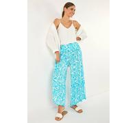 Roman Tile Tiered Palazzo Trouser for Women UK - Ladies Spring Everyday Summer Holiday Elasticated Waist Comfy Wide Leg Soft Lightweight Cool Bottoms Hippie Vacation Pants - Turqouise - Size M
