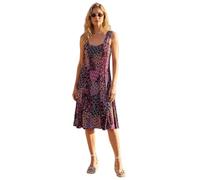 Roman Panel Dress for Women UK Ladies Skater Summer Spring Stretchy Fit & Flare Jersey Midi Work Casual Strappy Sleeveless Sweetheart Knee Length A Line Swing - Rose - Size 20