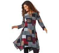 Roman Patchwork Pocket Detail Stretch Dress In Red Red 12