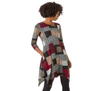 Roman Patchwork Pocket Detail Stretch Dress In Red Red 20