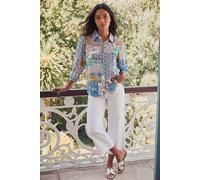 Roman Originals Floral Print Collared Shirt for Women UK - Ladies Everyday Holiday Spring Summer Shirt Style Collar Comfy Soft Evening Vacation Work Party - Blue - Size 20