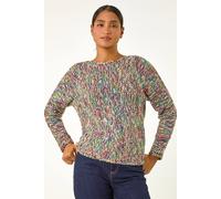 Roman Fluffy Yarn Jumper for Women UK Ladies Thick Sweater Warm Cosy Chunky Knitted Pullover Winter Furry Casual Smart Textured Everyday Cuddly Soft Knitwear - Multicolour - Size 18