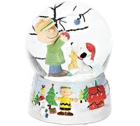 Roman Peanuts Snoopy and Charlie Brown 100mm O Christmas Tree Musical Water Globe