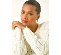 Roman Pearl Cable Knit Jumper In Ivory