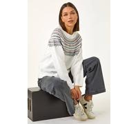 Roman Pearl Embellished Printed Jumper In Ivory Ivory