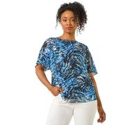 Roman Petite Abstract Angel Sleeve Top In Navy Navy 14