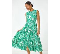 Petite Abstract Button Up Dress Roman Green 16