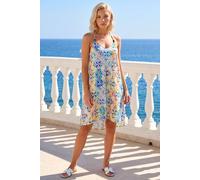 Petite Abstract Halter Neck Stretch Dress Roman Blue 18