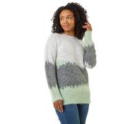 Roman Petite Abstract Knit Jumper for Women UK - Ladies Everyday Autumn Winter Round Neckline Comfy Soft Evening Vacation Work Party Night Out - Petite Grey - Size 12