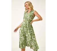 Roman Petite Abstract Midi Shirt Dress In Green Green 18