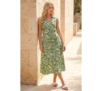 Roman Petite Abstract Midi Shirt Dress In Green Green