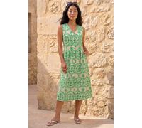 Roman Petite Abstract Print Button Dress In Green Green