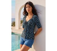 Roman Women's Petite Abstract Print Drawstring Top | Size: 18 Roman Multicolor 18