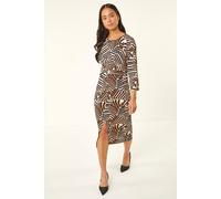 Roman Petite Abstract Print Knot Front Dress Multi 10