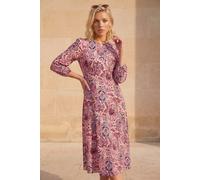Roman Petite Abstract Print Midi Dress In Pink Pink