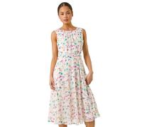 Roman Petite Abstract Print Pleated Midi Dress In Ivory Ivory 10