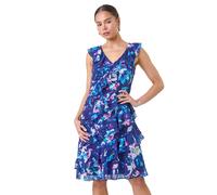 Petite Abstract Print Ruffle Shift Dress Roman Navy 12