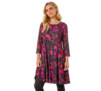 Roman Petite Abstract Print Seam Detail Dress In Red Red 18