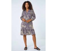 Petite Abstract Print Tiered Dress Roman Grey 16