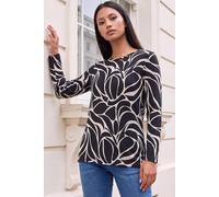 Roman Women's Petite Abstract Print Top in Black | Size: 18