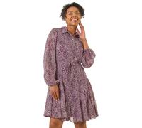 Roman Petite Abstract Spot Godet Dress In Plum Plum 14