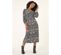 Roman Petite Abstract Stretch Midi Dress In Black Black 16