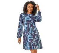 Petite Abstract Swing Dress Roman Blue 14