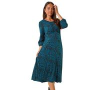 Roman Petite Abstract Swirl Midi Dress In Blue Blue 10