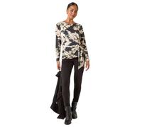 Roman Petite Abstract Tie Side Top for Women UK - Ladies Everyday Autumn Winter Round Neckline Comfy Soft Evening Vacation Work Party Night Out