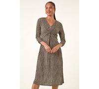 Petite Abstract Twist Front Dress Roman Dark Brown 18