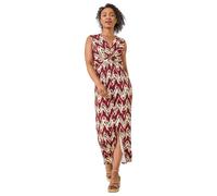 Roman Petite Abstract Twist Front Maxi Dress In Orange Orange 18
