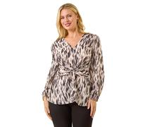 Roman Petite Abstract Twist Front Top In Black Black 16