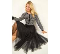 Roman Women's Petite Animal Knitted Mesh Dress in Black | Size: 18 Roman Black 18