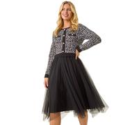 Roman Petite Animal Knitted Mesh Dress In Black Black 8