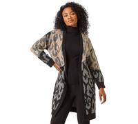 Roman Originals Women Cardigan - Ladies Longline Coatigan Tassel Open Front Cardi Winter Autumn Casual Textured Edge to Edge Yarn Patterned Comfy Work Going Out - Petite Black - Size 14