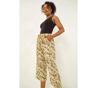 Roman Petite Spot Print Stretch Culottes for Women UK - Ladies Everyday Holiday Spring Summer Comfy Soft Evening Vacation Work Party Cropped - Petite Stone - Size 12