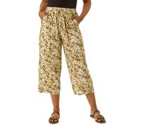 Roman Petite Spot Print Stretch Culottes for Women UK - Ladies Everyday Holiday Spring Summer Comfy Soft Evening Vacation Work Party Cropped - Petite Stone - Size 18