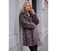 Roman Petite Animal Print Faux Fur Coat Taupe