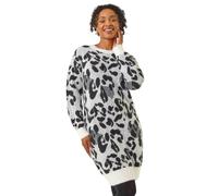 Roman Petite Animal Print Knitted Dress In Grey Grey 8