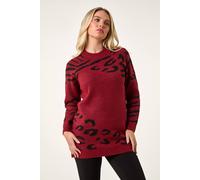 Roman Petite Animal Print Longline Stretch Jumper In Wine Wine 14