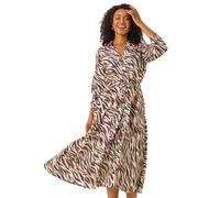 Petite Animal Print Midi Shirt Dress Roman Chocolate 18