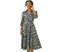 Roman Petite Animal Print Stretch Shirt Dress In Grey Grey 18