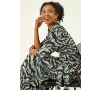 Roman Women's Petite Animal Print Stretch Shirt Dress in Grey | Size: 16 Roman Grey 16