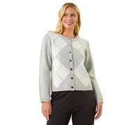 Roman Petite Argyle Buttoned Knit Cardigan In Grey Grey 18