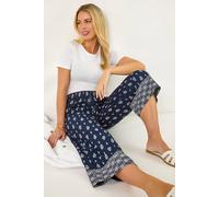 Roman Petite Aztec Border Cropped Trouser In Navy Navy 8