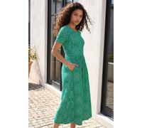 Roman Women's Petite Aztec Gathered Waist Midi Dress in Green | Size: 14 Roman Green 14