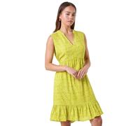Roman Petite Aztec Print Tiered Tunic Dress In Lime Lime 14