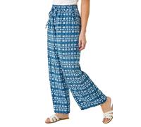 Roman Petite Aztec Wide Leg Trouser In Blue Blue 16