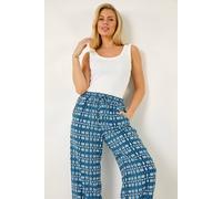 Roman Women's Petite Aztec Wide Leg Trouser in Blue | Size: 16 Roman Blue 16
