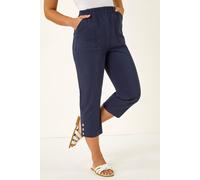 Roman Petite Bengaline Cropped Stretch Trouser for Women UK - Ladies Everyday Holiday Spring Summer Comfy Soft Evening Vacation Work Party - Petite Blue - Size 8